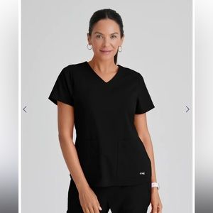Grey's Anatomy Classic Black V-Neck Short Sleeve Top